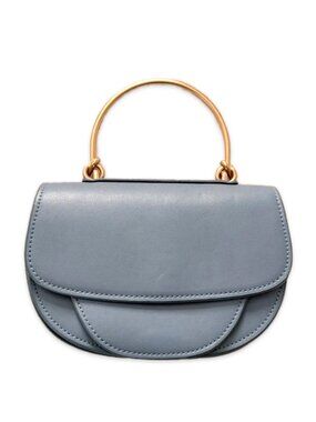 Melie Bianco Mini Top-Handle Crossbody in Light Blue with Gold Handle